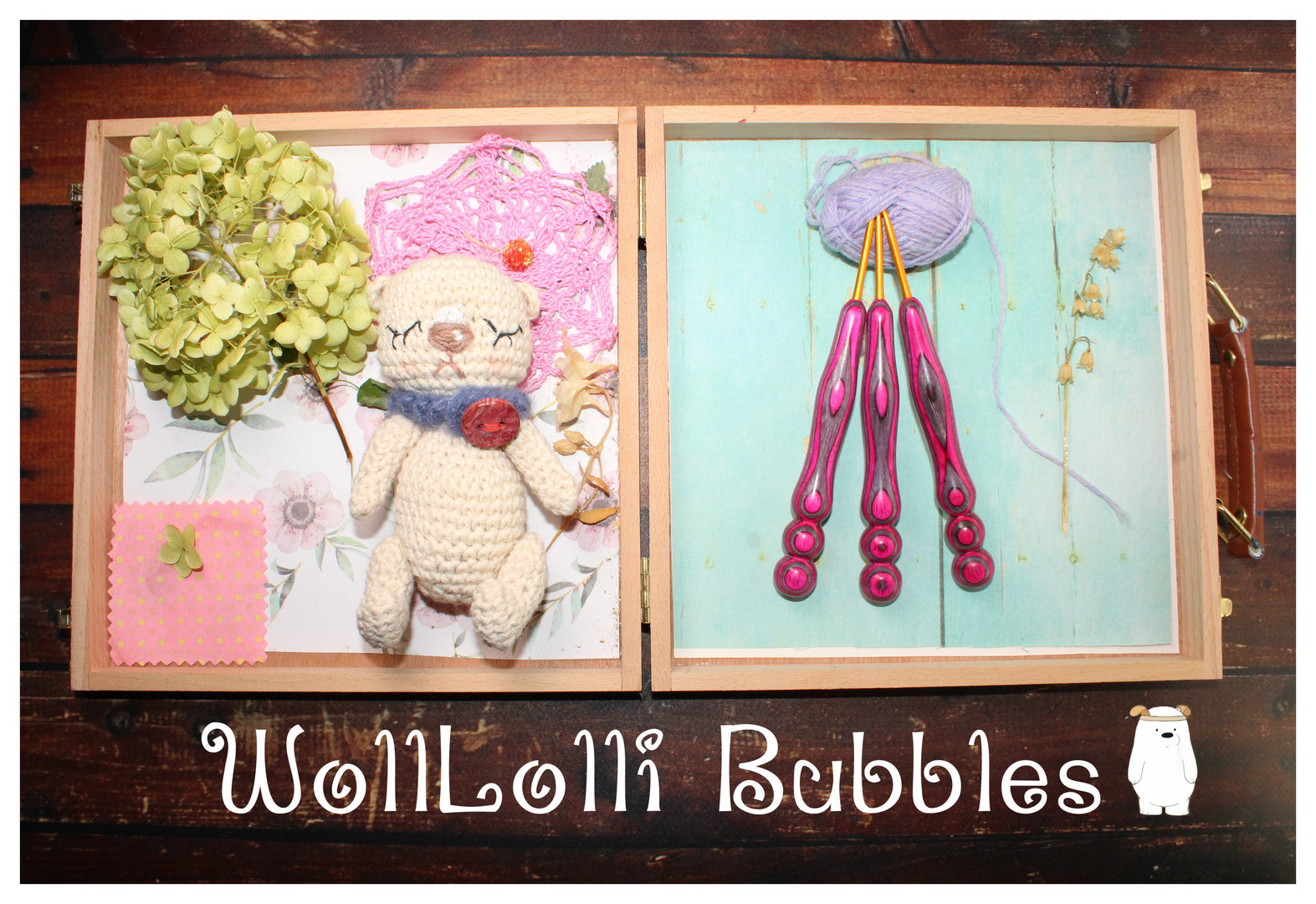 WollLollis Bubbles aus Pink/Grauem DragonWood, NS Clover wählbar